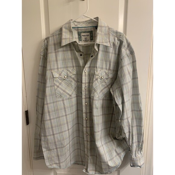 ROUGH STOCK Mens Shirt Size XL Snap Pearl  Buttons Long Sleeve  Western Cowboy - Picture 1 of 14
